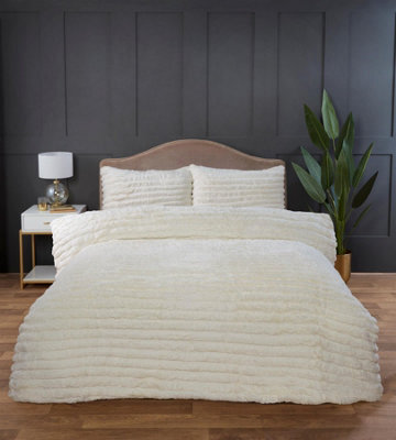 Rapport Rabbit Fur White Duvet Cover Set King Bedding Set - image 1