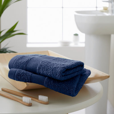 Catherine Lansfield Anti-Bacterial Cotton 30X30Cm Face Cloth Pair Navy Blue - image 1