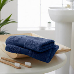 Catherine Lansfield Anti-Bacterial Cotton 30X30Cm Face Cloth Pair Navy Blue