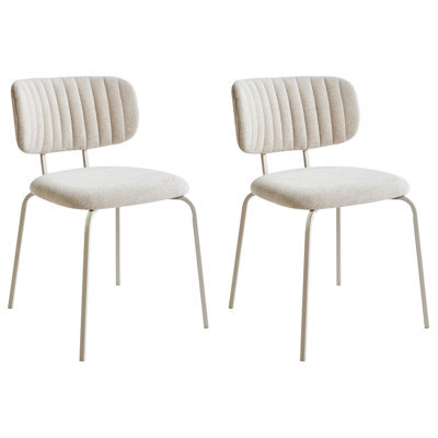 Beliani Set Of 2 Dining Chairs Irins Chenille Light Beige - image 1