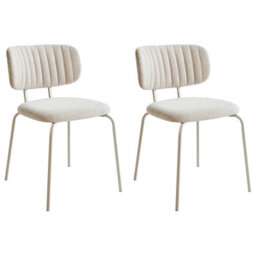 Beliani Set Of 2 Dining Chairs Irins Chenille Light Beige - thumbnail 1