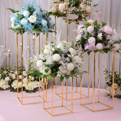Living And Home Rose Gold Tall Metal Floor Vase Flower Stand Wedding Centrepieces H 80Cm