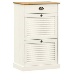 Berkfield Shoe Cabinet Vigo 60X35X96 Cm White Solid Wood Pine - thumbnail 2