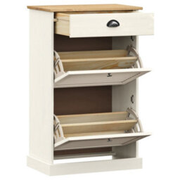 Berkfield Shoe Cabinet Vigo 60X35X96 Cm White Solid Wood Pine - thumbnail 4