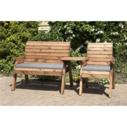 Marlborough Wooden 3 Seat Straight Companion Set With 1 X Bench Cushion Grey,1 X Chair Cushion Grey & 1 X Fitted Cover - thumbnail 1