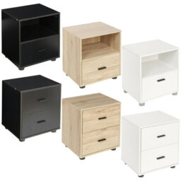Urbn-Living Urbnliving Height 43Cm 2 Drawer Wooden Bedside Oak Cabinet Bedroom Furniture Storage Nightstand - thumbnail 2