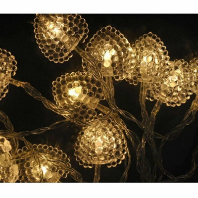 Battery Powered Warm White Heart Led Fairy Lights 4M - image 1