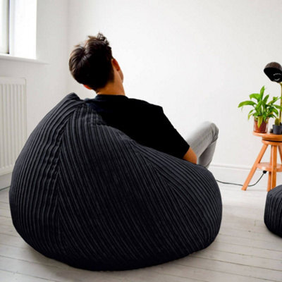 rucomfy Beanbags Rucomfy Jumbo Cord Black Slouchbag - Indoor Classic Bean Bag For Adults - image 1
