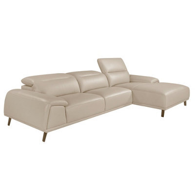Angel Cerda Modern Right Chaise Longue Sofa In Taupe Grey Leather - image 1