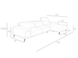 Angel Cerda Modern Right Chaise Longue Sofa In Taupe Grey Leather - thumbnail 7