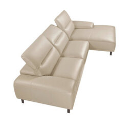 Angel Cerda Modern Right Chaise Longue Sofa In Taupe Grey Leather - thumbnail 6