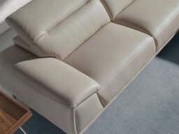 Angel Cerda Modern Right Chaise Longue Sofa In Taupe Grey Leather - thumbnail 4