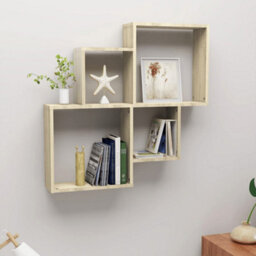 Berkfield Wall Cube Shelf Sonoma Oak 80X15X78.5 Cm Engineered Wood - thumbnail 1