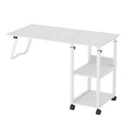 Living And Home Simple Bedroom Bedside Height-Adjustable Brushed Black Oak Mobile Computer Desk - thumbnail 3