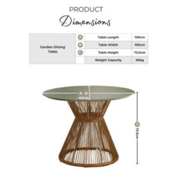 Furniturebox Uk Lanai Beige Rattan & Cream Round Garden Dining Table - thumbnail 6