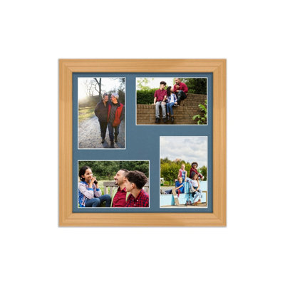 AK Frames 12X12 Country Pine Classic Multi Photo Frame With Pompadour Mount - Holds 4 Apertures (4X) 6X4 Photos - image 1
