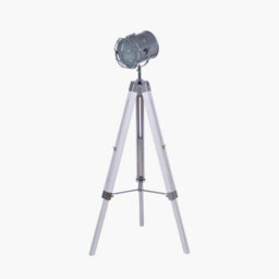 Pacific Lifestyle Capstan White Wash And Silver Metal Tripod Floor Lamp - thumbnail 2