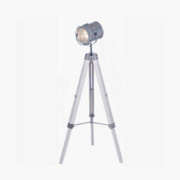 Pacific Lifestyle Capstan White Wash And Silver Metal Tripod Floor Lamp - thumbnail 1