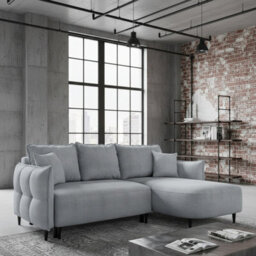 Sycylia Modern Corner Sofa Bed With Sleeping Function Pine Wood Frame Chipboard Structure 244X165Cm Light Grey Right - thumbnail 1