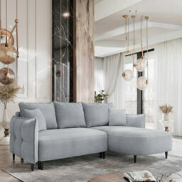 Sycylia Modern Corner Sofa Bed With Sleeping Function Pine Wood Frame Chipboard Structure 244X165Cm Light Grey Right - thumbnail 2