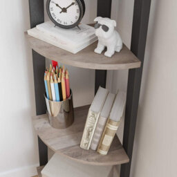 Songmics Corner Shelf, 4-Tier Industrial Storage Rack, Ladder Bookcase, Organiser Unit For Home, Living Room, Bedroom, Balcony - thumbnail 4