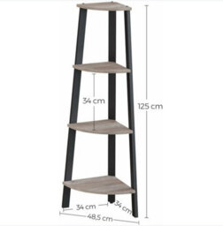 Songmics Corner Shelf, 4-Tier Industrial Storage Rack, Ladder Bookcase, Organiser Unit For Home, Living Room, Bedroom, Balcony - thumbnail 3