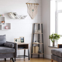 Songmics Corner Shelf, 4-Tier Industrial Storage Rack, Ladder Bookcase, Organiser Unit For Home, Living Room, Bedroom, Balcony - thumbnail 2