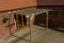 Arbor Garden Solutions Lean To Wooden Garden Pergola Kit - Sculpted Design Wall Mounted Gazebo, 3M X 3.6M (Natural Finish) - thumbnail 6