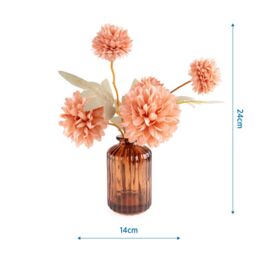 Candlelight Blush 24Cm Kiku Artificial Floral Arrangement In Amber Glass Vase - thumbnail 4
