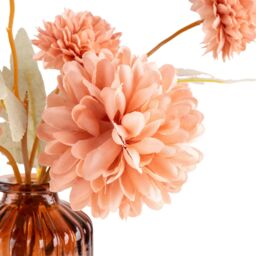 Candlelight Blush 24Cm Kiku Artificial Floral Arrangement In Amber Glass Vase - thumbnail 3