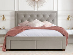 Woodbury Warm Stone Velvet Fabric 4 Drawer Storage Bed Frame - 5Ft King Size - thumbnail 4