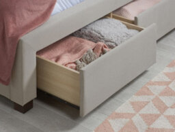 Woodbury Warm Stone Velvet Fabric 4 Drawer Storage Bed Frame - 5Ft King Size - thumbnail 5