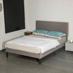 Homcom Double Bed Frame With 5-Level Adjustable Headboard Wooden Slats - thumbnail 8