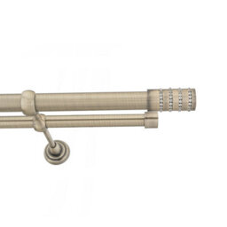 Toolty Double Metal Curtain Pole 25/19mm With Finials Rod Classic Brackets Roseti 195Cm Antique Brass