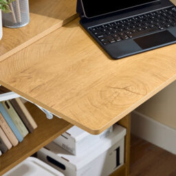 Sobuy Fwt92-N, Folding Desk Folding Table Computer Desk Study Table Home Office Desk With 3 Shelves, Natural - thumbnail 9