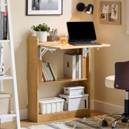 Sobuy Fwt92-N, Folding Desk Folding Table Computer Desk Study Table Home Office Desk With 3 Shelves, Natural - thumbnail 2