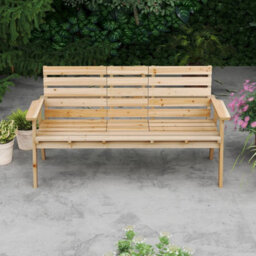 Outdoor Fir Wood Bench 2-3 Person Garden Bench W/ Backrest Natural - thumbnail 3