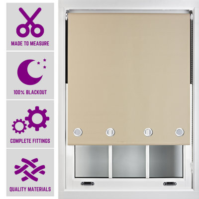 Furnished Made To Measure Blackout Roller Blinds With Big Round Eyelets - Cappuccino Blind (W)150Cm (L)210Cm - image 1