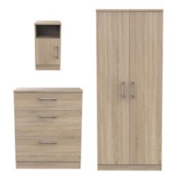 Brindisi Ready Assembled Matt Light Oak Effect 3 Piece Bedroom Furniture Set - thumbnail 3