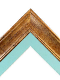 Frames By Post Scandi Gold Frame With Blue Mount For Image Size A2 - thumbnail 3