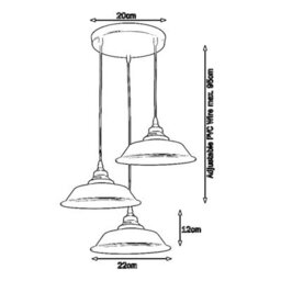 Ledsone 3 Head Industrial Retro Ceiling Pendant With Yellow Brass Metal And Adjustable Height For Kitchen - thumbnail 2