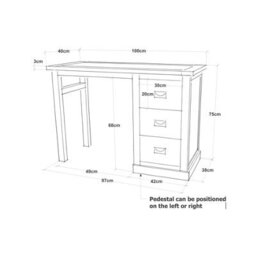 Cabinet Bits Cosenza 3 Drawer Dressing Table Set Brass Drop Handle - thumbnail 9