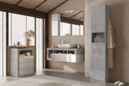 FurniComp LTD Furnicomp Lorenzo 3 Drawer White Gloss And Concrete Grey Small Chest Of Drawers - thumbnail 2