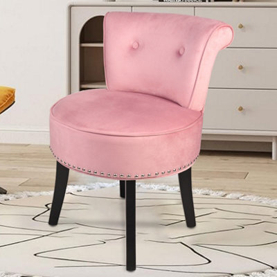Fativo 1Pcs Crushed Velvet Vanity Stool Dressing Table Chair Bedroom Makeup Chair W/backrest, Pink - image 1