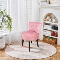 Fativo 1Pcs Crushed Velvet Vanity Stool Dressing Table Chair Bedroom Makeup Chair W/backrest, Pink - thumbnail 9