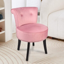 Fativo 1Pcs Crushed Velvet Vanity Stool Dressing Table Chair Bedroom Makeup Chair W/backrest, Pink - thumbnail 7