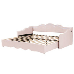 Matteo Pink Velvet Extendable Daybed With Led Lights & Usb Port (90X190Cm To 180X190Cm) - thumbnail 8