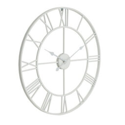 Wyld Haus Minimalist White Metal Open Frame Wall Clock With Roman Numerals - thumbnail 2