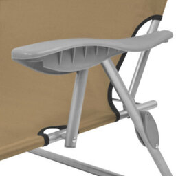 Berkfield Folding Sun Lounger With Canopy Steel Taupe - thumbnail 7