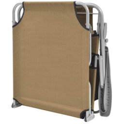 Berkfield Folding Sun Lounger With Canopy Steel Taupe - thumbnail 6